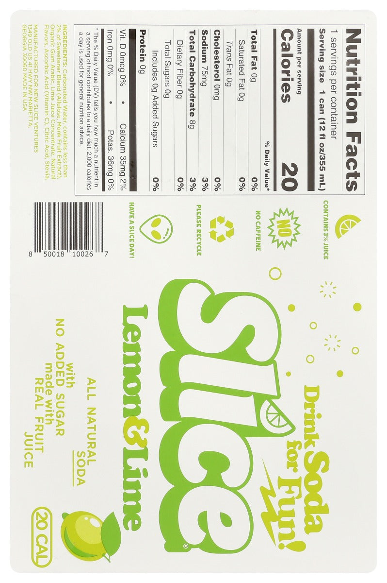 Slice: Soda Lemon Lime 6Pk, 72 Fo