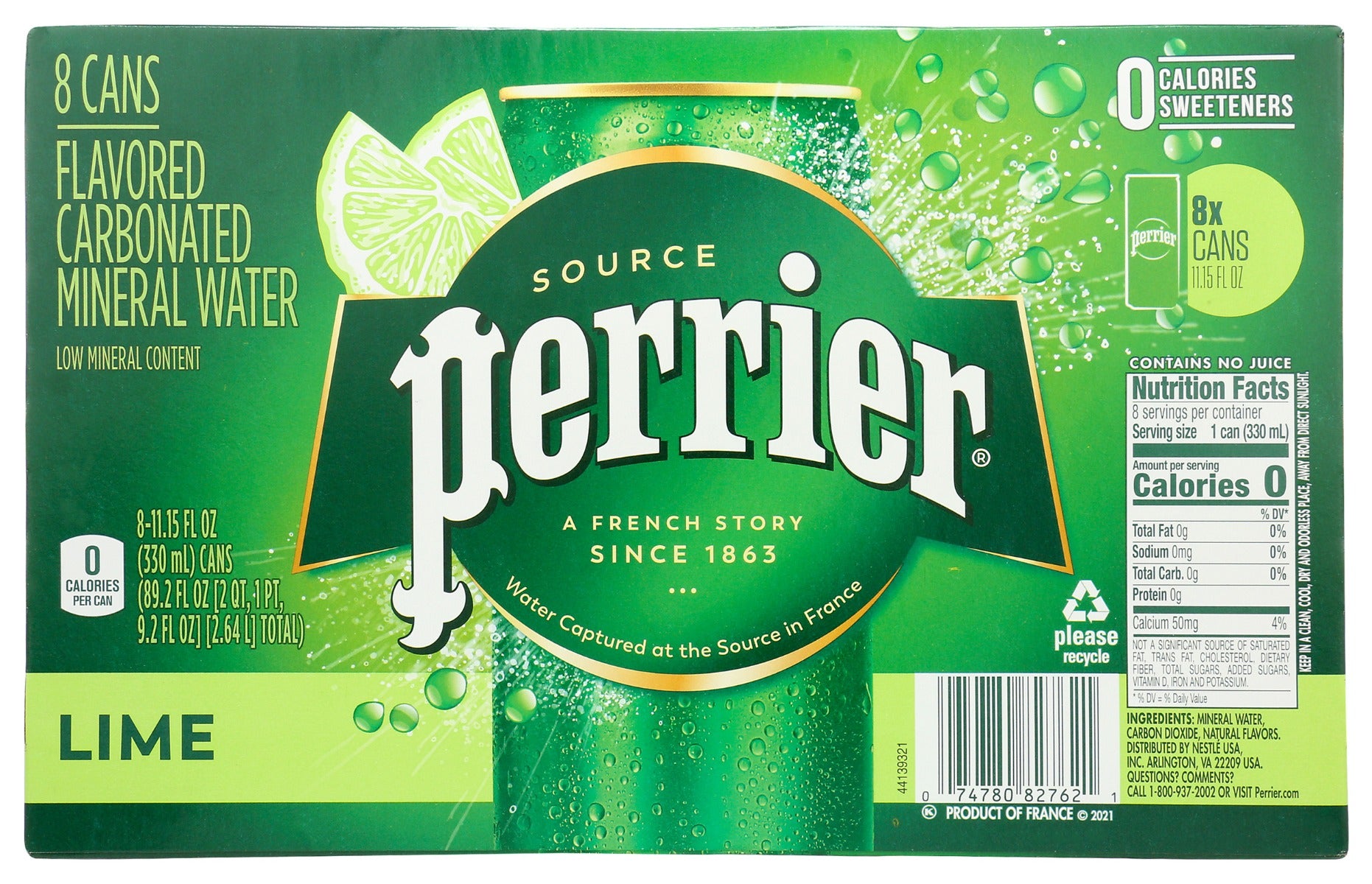 Perrier: Lime Sparkling Water 8Pk, 89.2 Fo