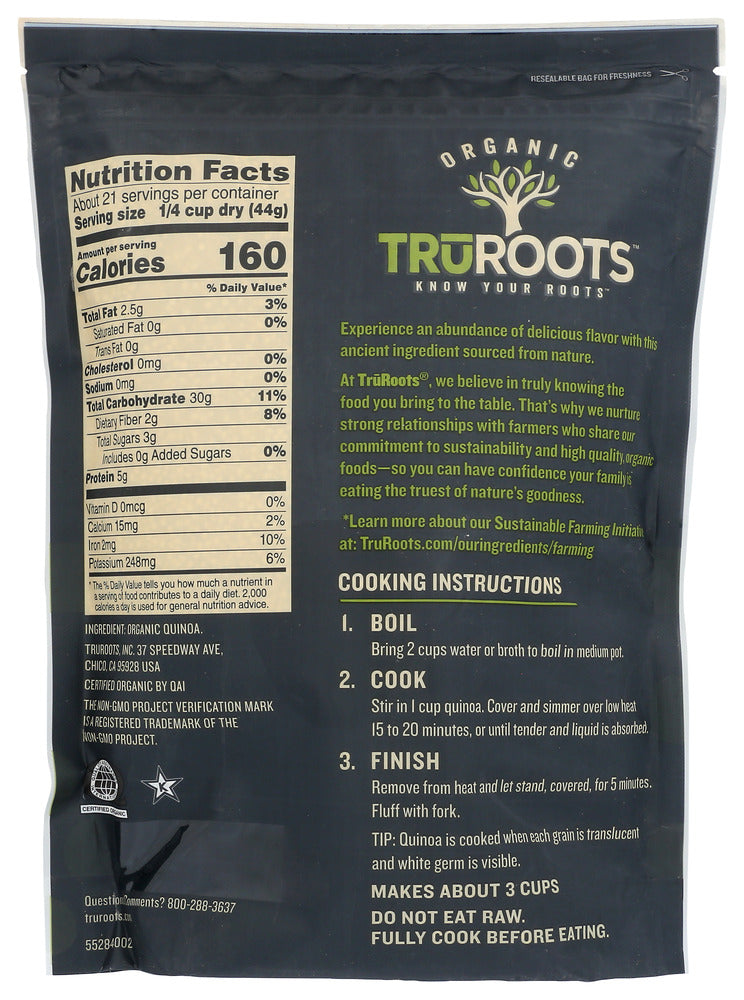 Truroots: Quinoa 100% Whole Grain Organic, 2 Lb