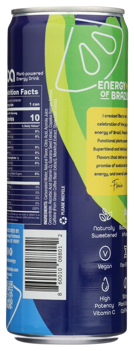 Iba Beverage: Drink Enrgy Lime Mint, 12 Fo