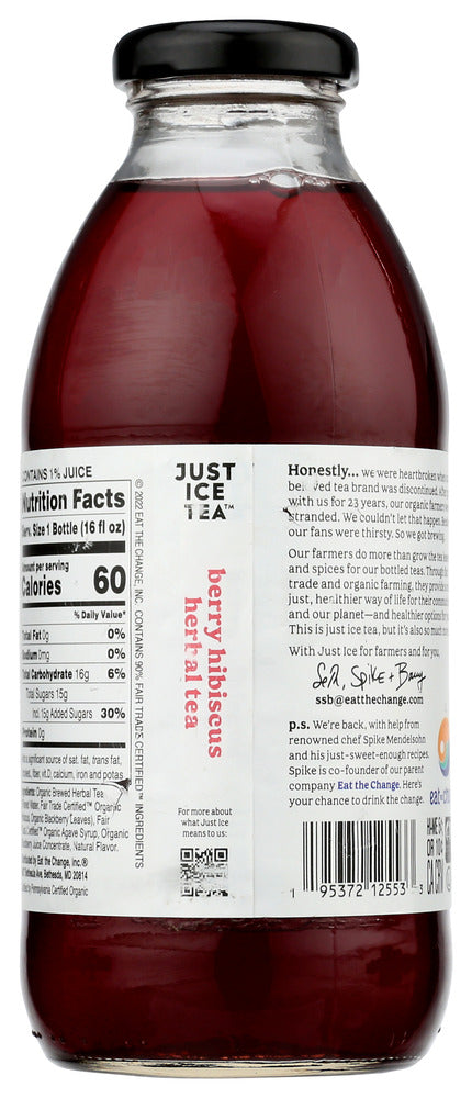 Eat The Change: Just Ice Tea Berry Hibiscus, 16 Fo