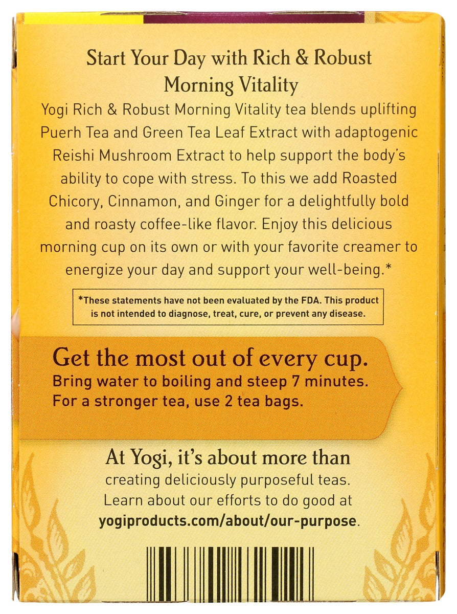 Yogi Teas: Tea Morning Vitality Org, 16 Bg