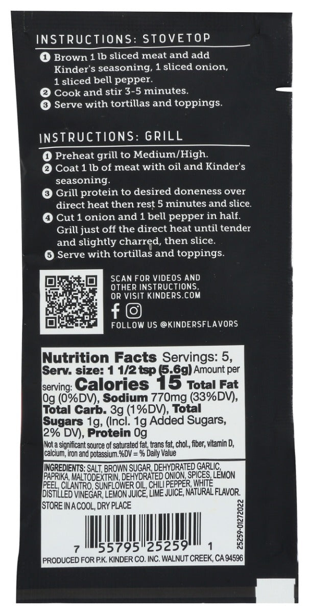 Kinders: Seasoning Fajita Blend, 1 Oz