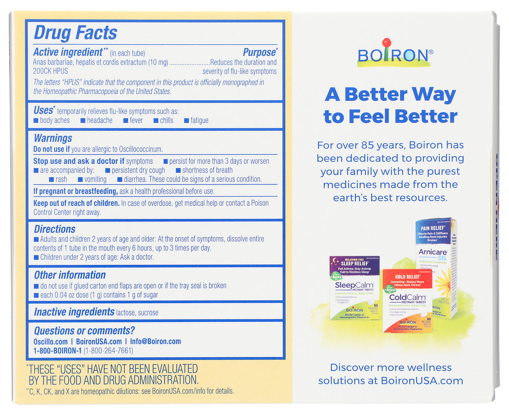 Boiron: Oscillococcinum Flu-Like Symptoms 30 Pellets, 0.04 Oz Ea