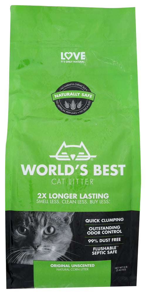 Worlds Best Cat Litter: Original Unscented Litter Clumping Formula, 8 Lb