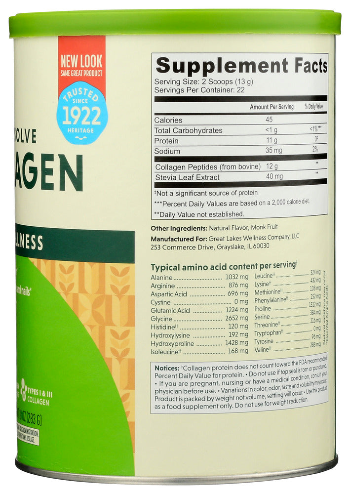 Great Lakes: Collagen Powder Vanilla, 10 Oz