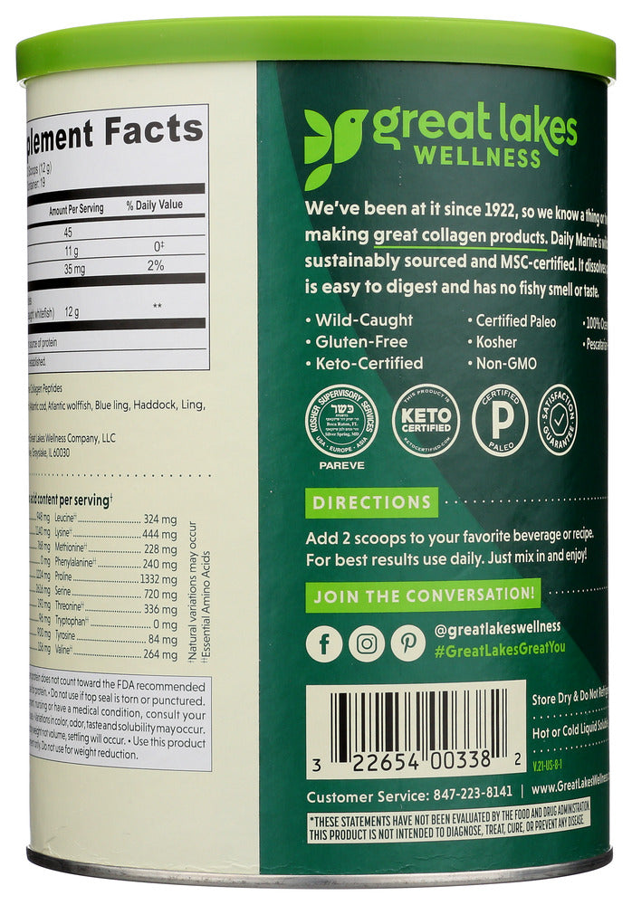 Great Lakes Wellness: Collagen Daily Marine, 8 Oz