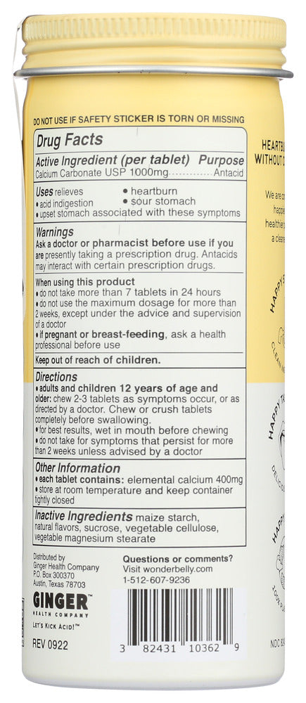 Wonderbelly: Antacid Lemon Chew, 60 Tb