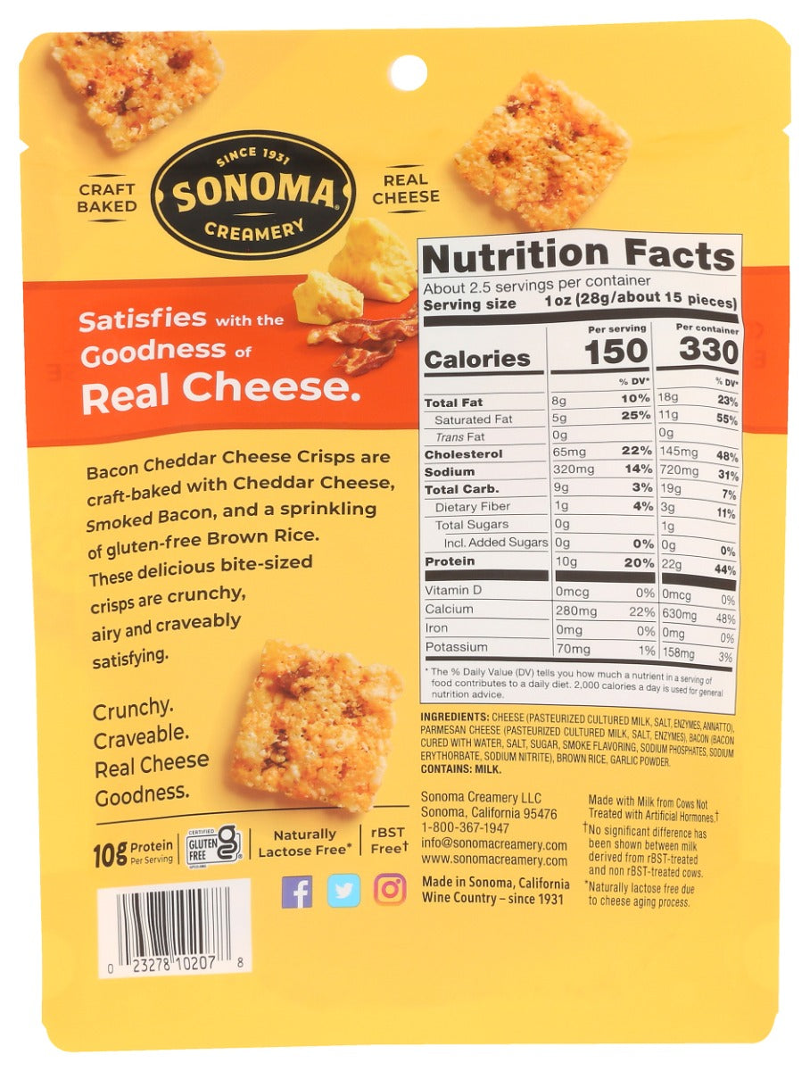 Sonoma Creamery: Bacon Cheddar Cheese Crisps, 2.25 Oz