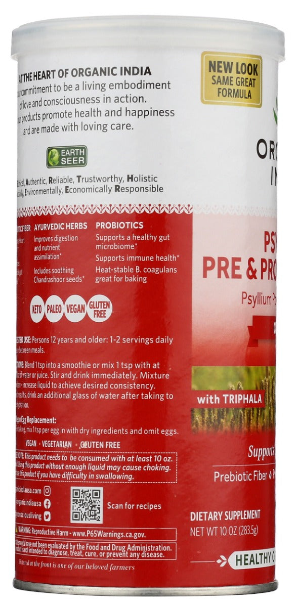 Organic India: Fiber Psyllm Probio Ornge, 10 Oz