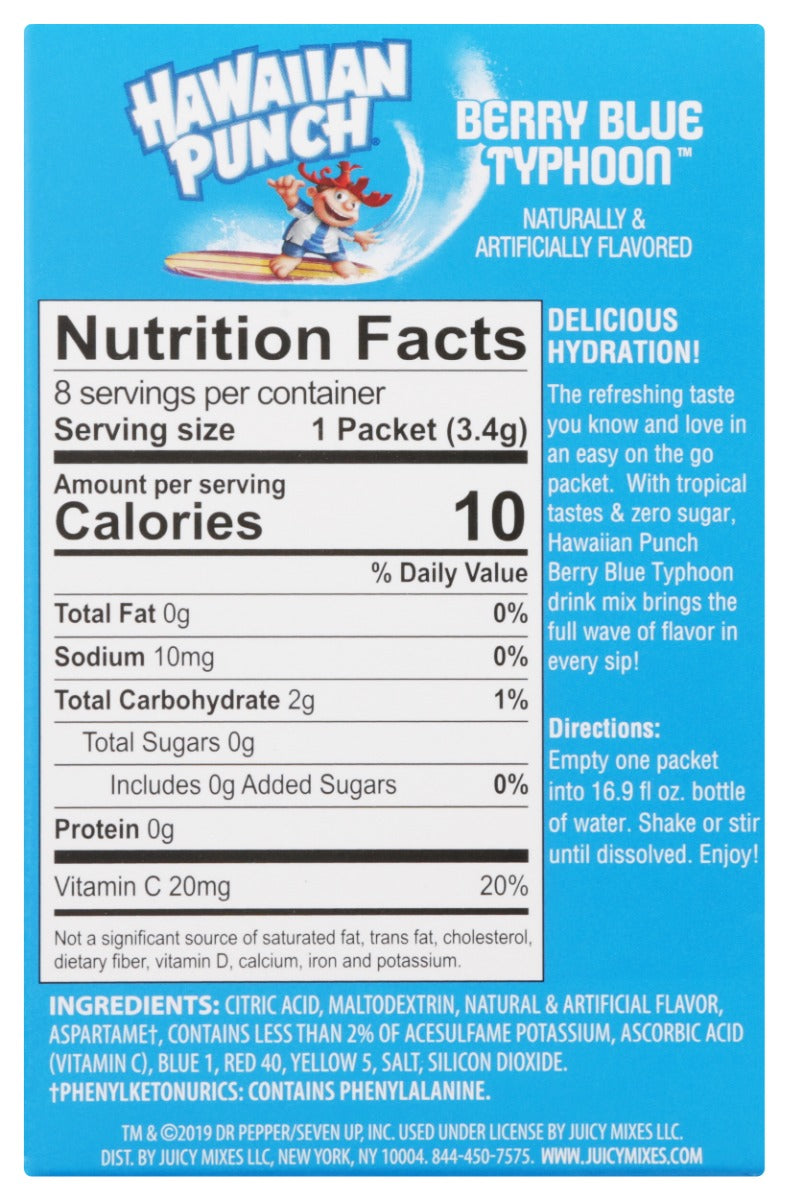 Hawaiian Punch: Berry Blue Typhoon On The Go 8 Drink Mix Packets, 0.95 Oz