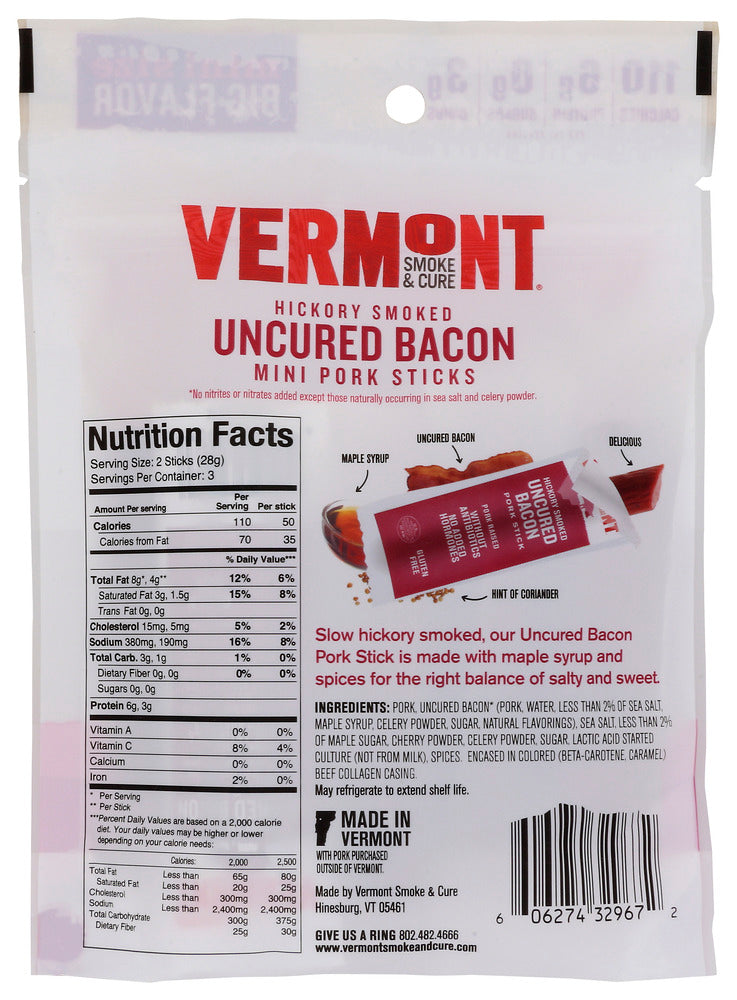 Vermont Smoke: Bacon Uncrd Go Pack, 3 Oz