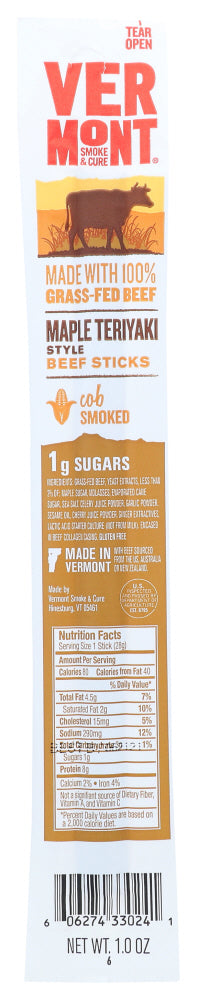 Vermont Smoke: Maple Teriyaki Beef Sticks, 1 Oz