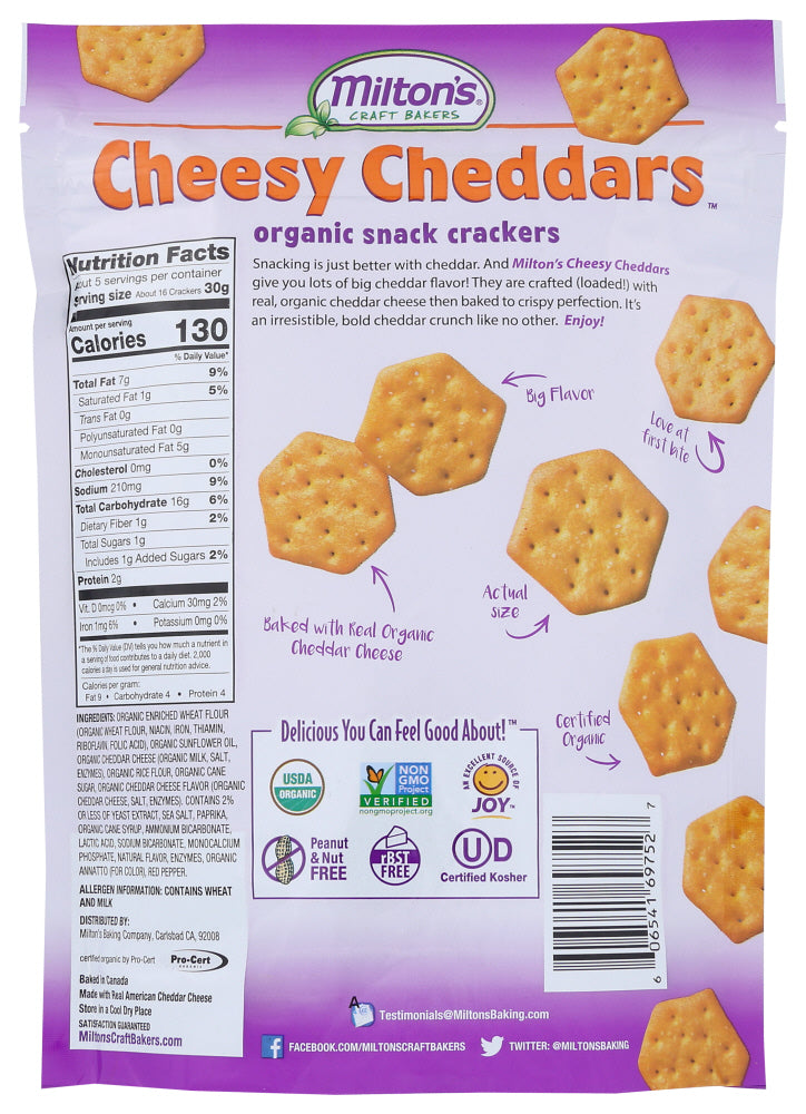 Miltons: Cheesy Cheddars Cracker, 6 Oz