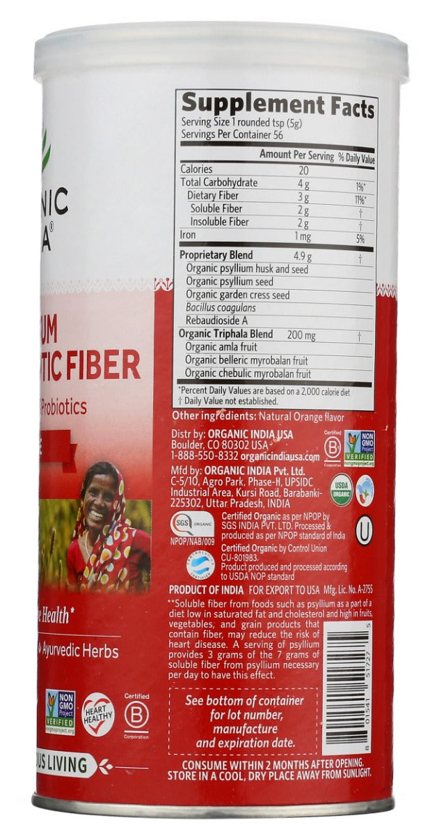 Organic India: Fiber Psyllm Probio Ornge, 10 Oz