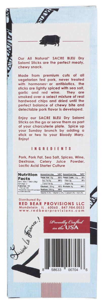 Red Bear Provisions: Salami Sticks Sacre Bleu, 4 Oz