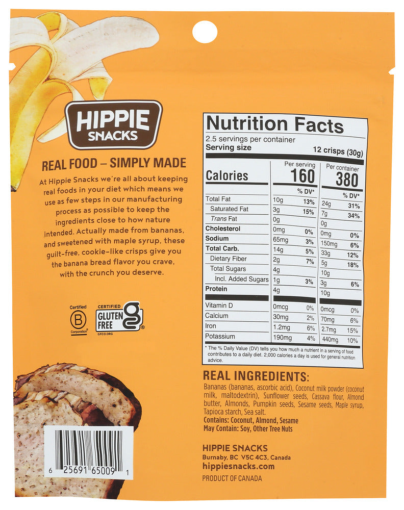 Hippie Snacks: Almond Butter Banana Bread Crisps, 2.5 Oz