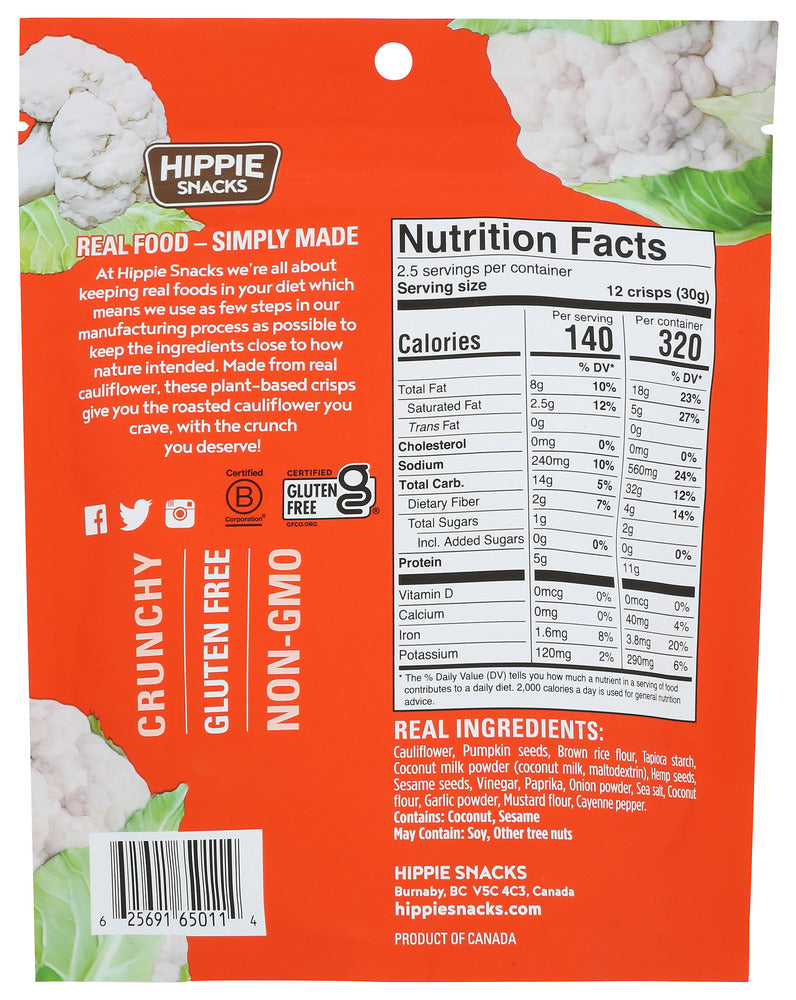 Hippie Snacks: Buffalo Cauliflower Crisps, 2.5 Oz