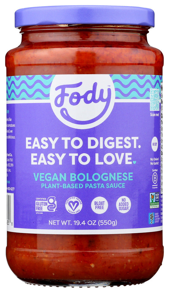 Fody Food Co: Vegan Bolognese Pasta Sauce, 19.4 Oz