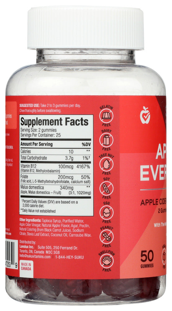 Suku Vitamins: Appley Ever After Apple Cider Vinegar Gummies, 50 Pc