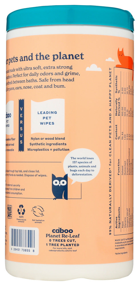 Caboo: Bamboo Pet Wipes, 70 Ct