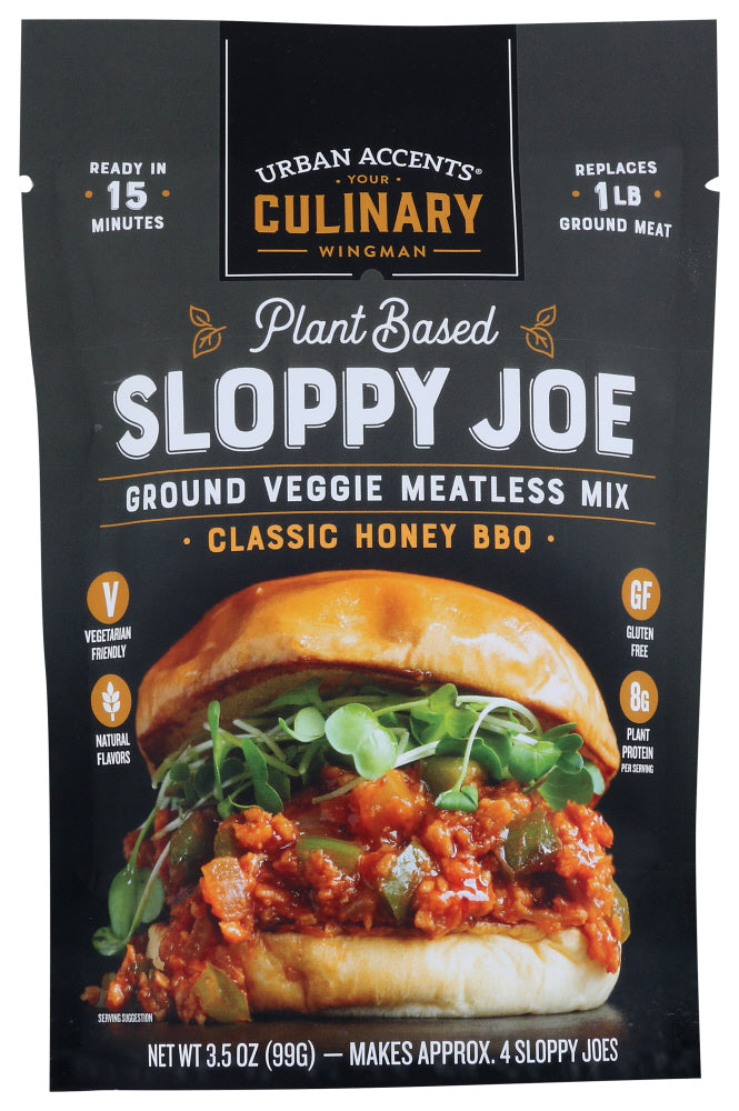 Urban Accents: Classic Honey Bbq Plant Based Sloppy Joe Ground Veggie Meatless Mix, 3.5 Oz