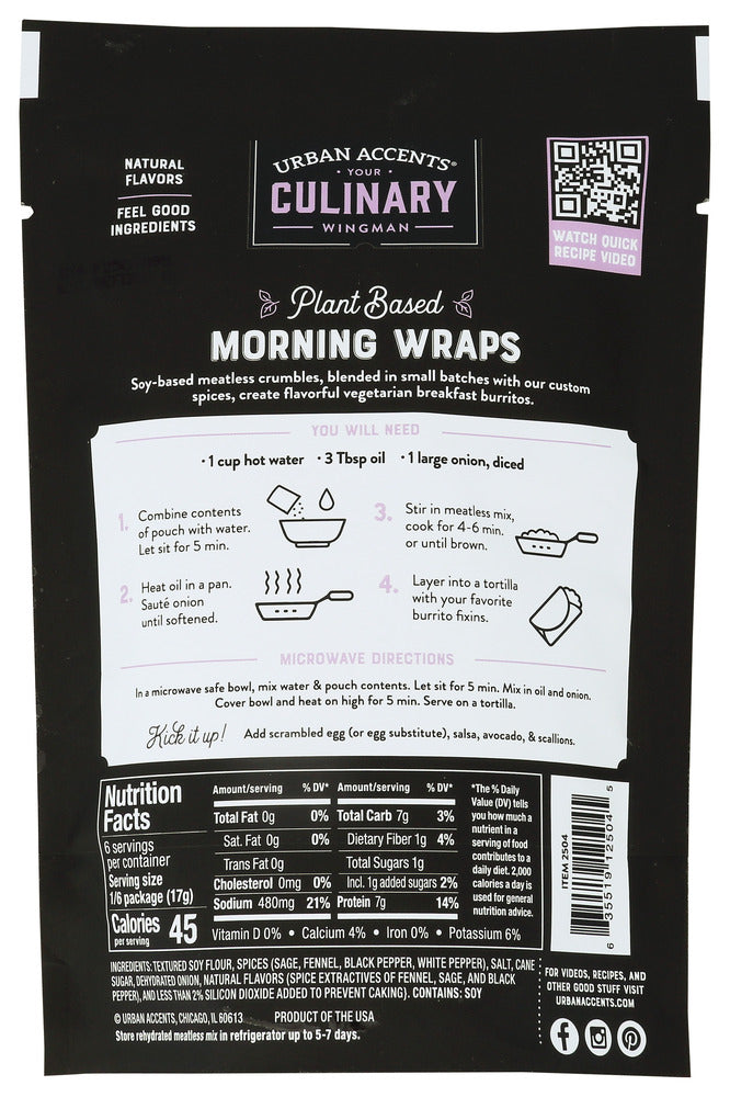 Urban Accents: Plant Based Morning Wrap, 3.6 Oz