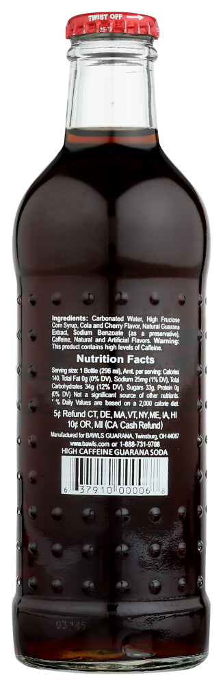 Bawls Guarana: Cherry Cola Soda, 10 Fo