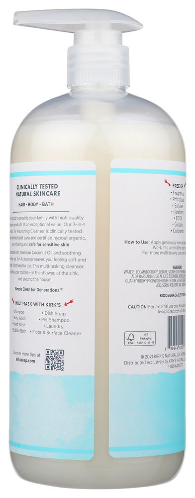 Kirks: Cleanser 3In1 Frag Free, 32 Fo