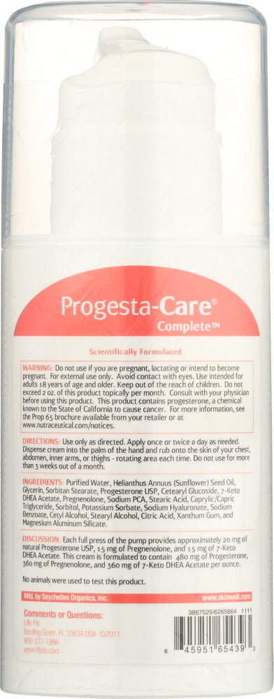 Life Flo: Progesta Care Complete Pregnenolone And 7-Keto Dhea Acetate, 4 Oz