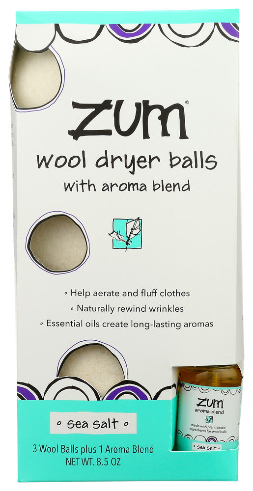 Zum: Wool Dryer Balls Sea Salt, 8.5 Oz