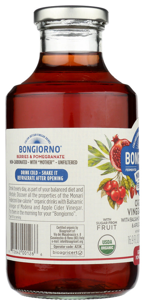 Bongiorno: Organic Vinegar Drink Berries And Pomegranate, 16.9 Fo