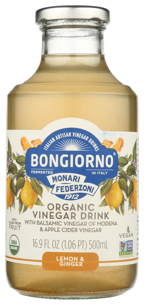 Bongiorno: Organic Vinegar Drink Lemon And Ginger, 16.9 Fo