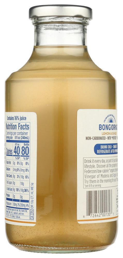 Bongiorno: Organic Vinegar Drink Lemon And Ginger, 16.9 Fo