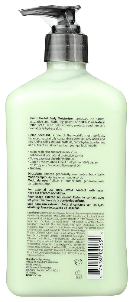 Hempz: Green Tea Asian Pear Body Moisturizer, 17 Oz