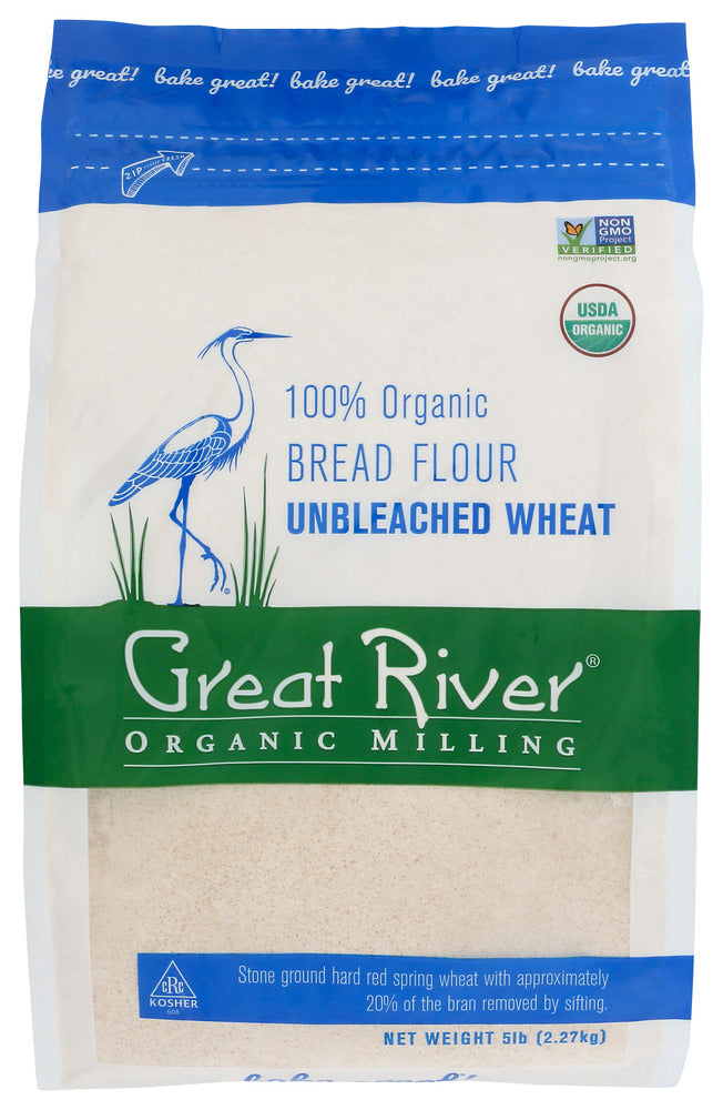 Great River Organic Milling: Organic Unbleached Wheat Bread Flour, 5 Lb