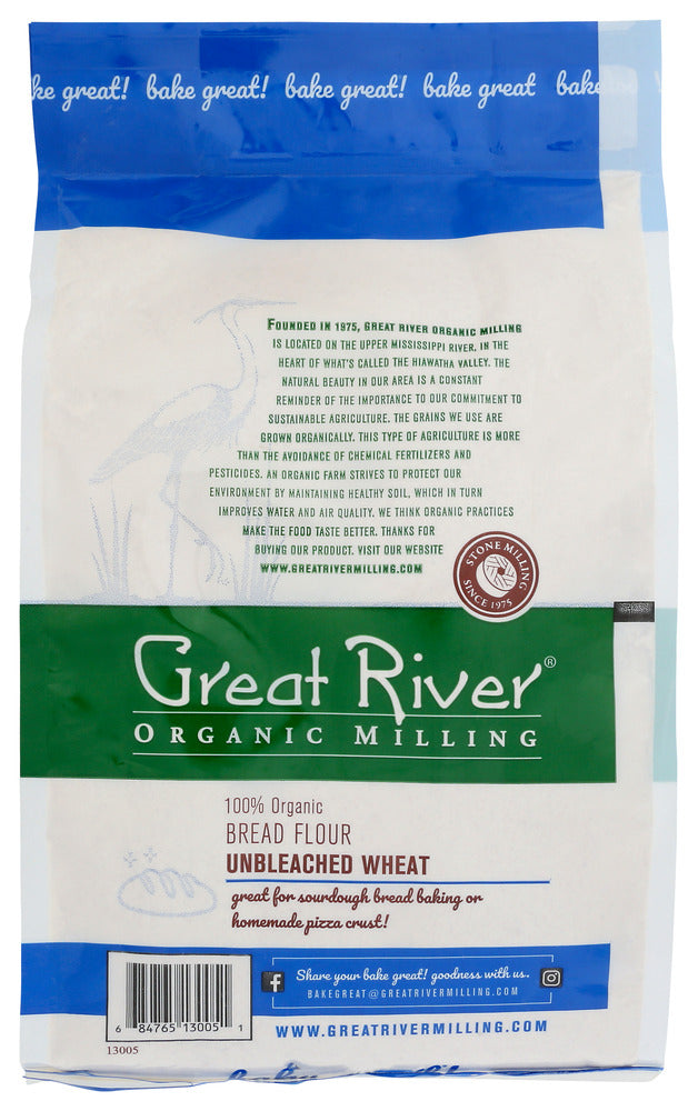 Great River Organic Milling: Organic Unbleached Wheat Bread Flour, 5 Lb