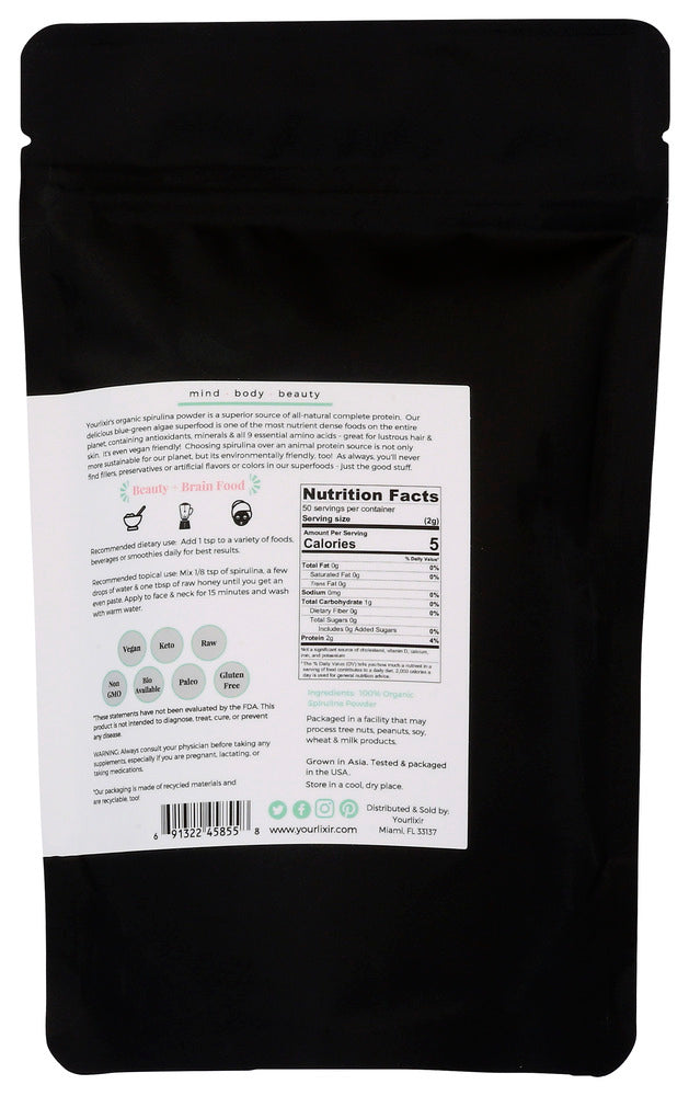 Yourlixir: Spirulina Powder, 100 Gm