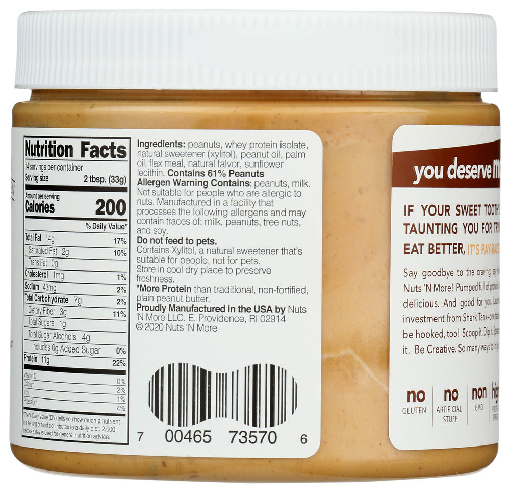 Nuts N More: Toffee Crunch High Protein Peanut Butter Spread, 16.3 Oz