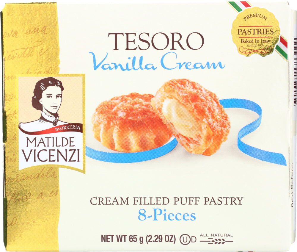 Vicenzi: Tesoro Vanilla Cream Filled Puff Pastry, 2.29 Oz