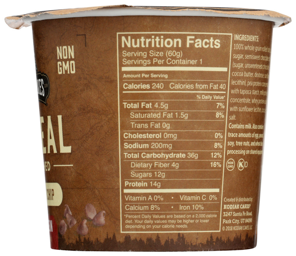 Kodiak: Oatmeal Cup Unleashed Chocolate Chip, 2.12 Oz