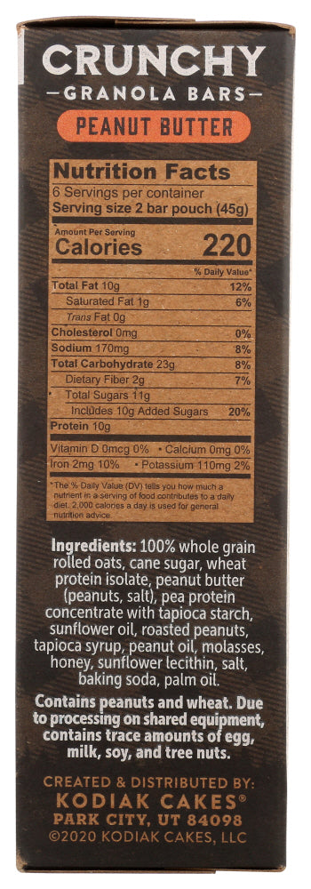 Kodiak: Peanut Butter Crunchy Granola Bars, 9.5 Oz