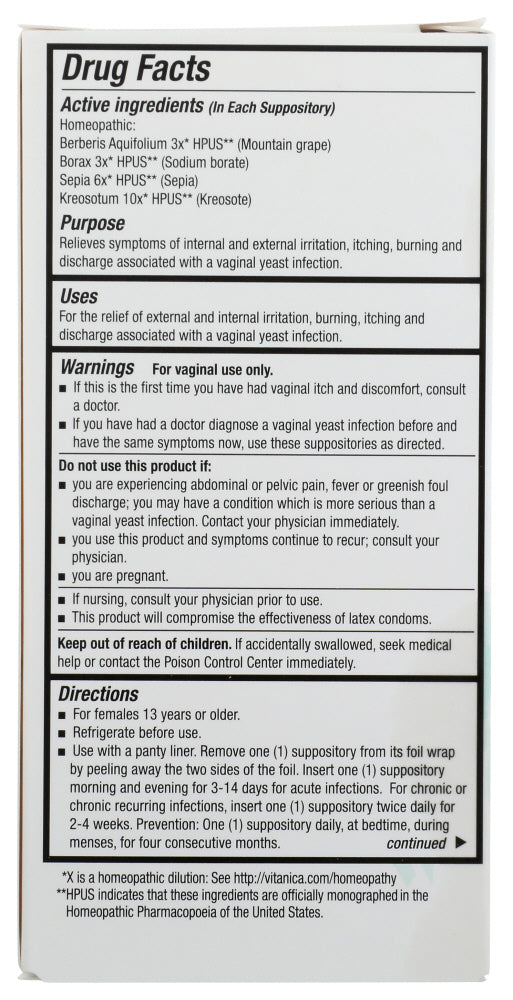 Vitanica: Yeast Suppositories, 14 Pc