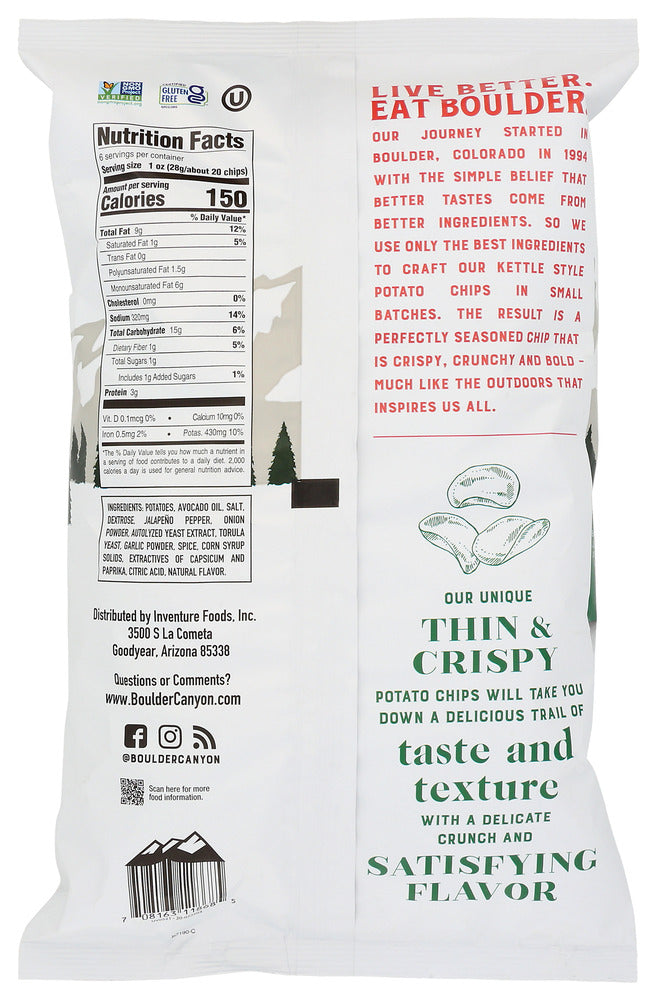 Boulder Canyon: Thin And Crispy Jalapeno Potato Chips, 6 Oz