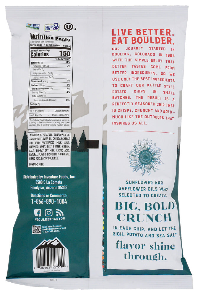 Boulder Canyon: Canyon Cut Sharp White Cheddar Kettle Cooked Chips, 6 Oz