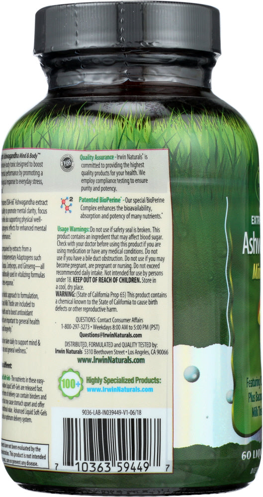 Irwin Naturals: Ashwagandha Extra Strengt, 60 Sg