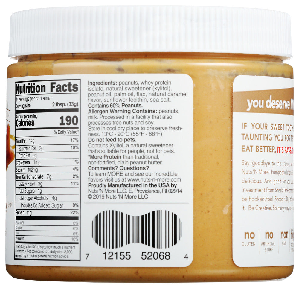 Nuts N More: Salted Caramel High Protein Peanut Butter Spread, 16.3 Oz