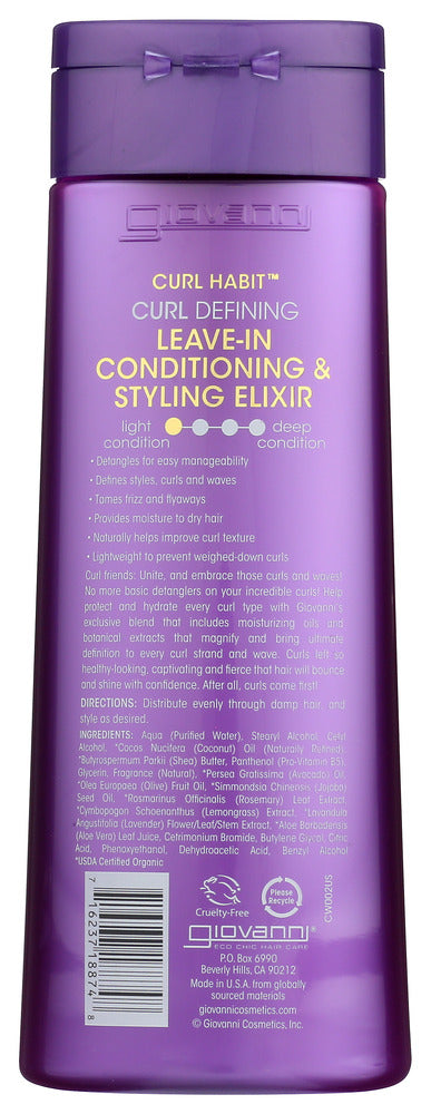 Giovanni Cosmetics: Curl Habit Curl Defining Leave In Conditioner, 8.5 Fo