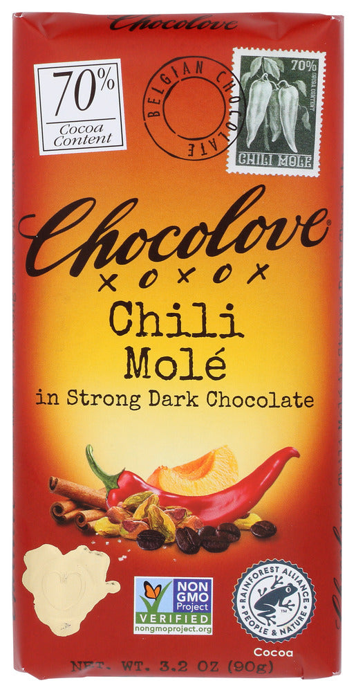 Chocolove: Chili Mole Dark Chocolate Bar, 3.2 Oz