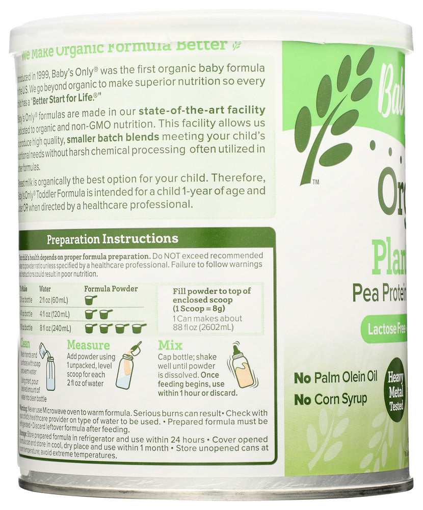 Babys Only Organic: Formula Baby Pea Protein, 12.7 Oz